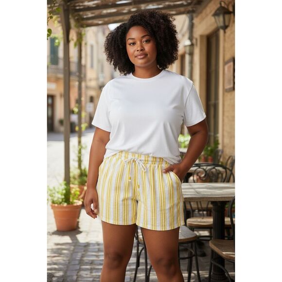 Torrid 5 inch pull on stretch linen mid rise shorts - Picture 4 of 6